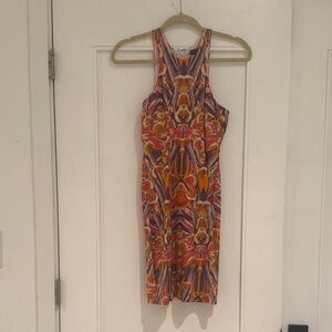 bebe Orange and Purple Midi Dress